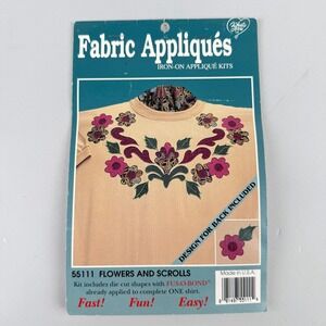 Fabric Iron On‎ Applique Kit #55111 Flowers and Scrolls
